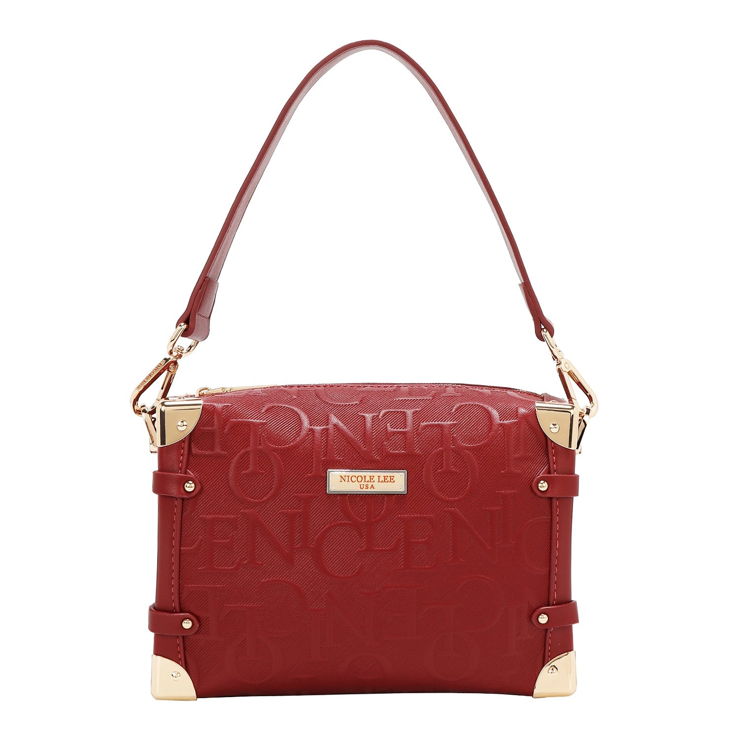 BOLSO DE HOMBRO CUADRADO ELEGANCIA EN RELIEVE (ROJO)