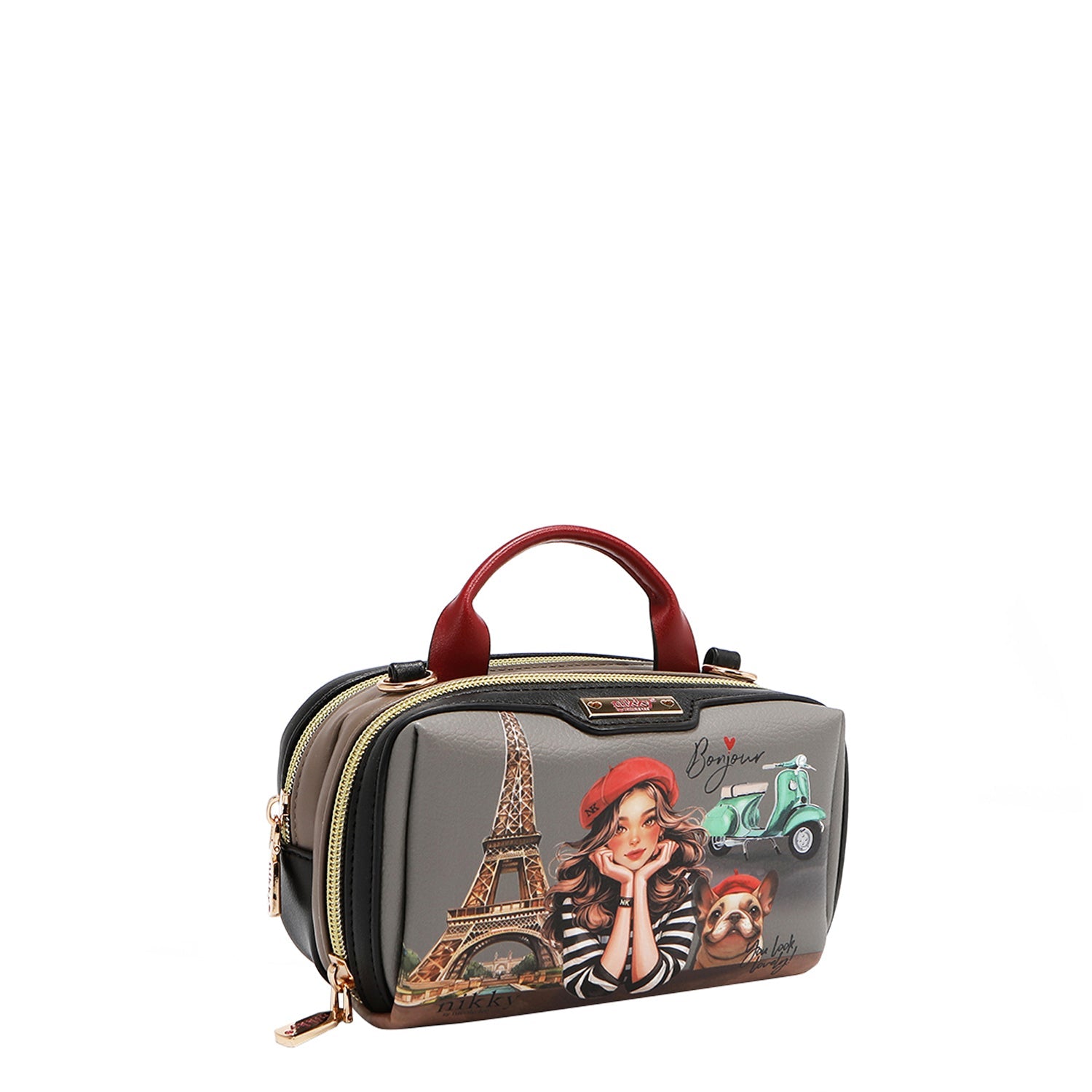 MINI BOLSO CRUZADO BOSTON CON DOBLE CREMALLERA (EIFFEL DREAMS)