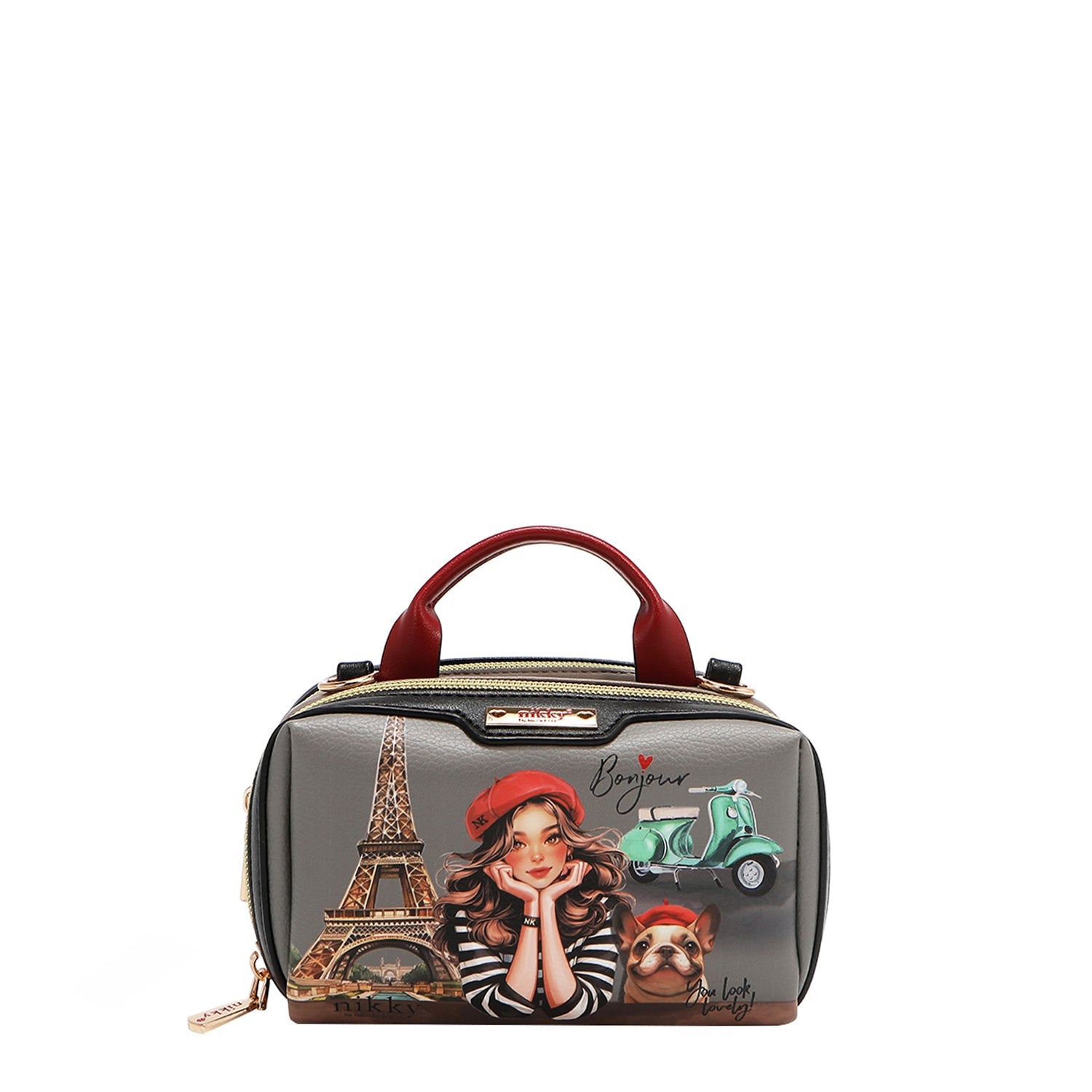 MINI BOLSO CRUZADO BOSTON CON DOBLE CREMALLERA (EIFFEL DREAMS)