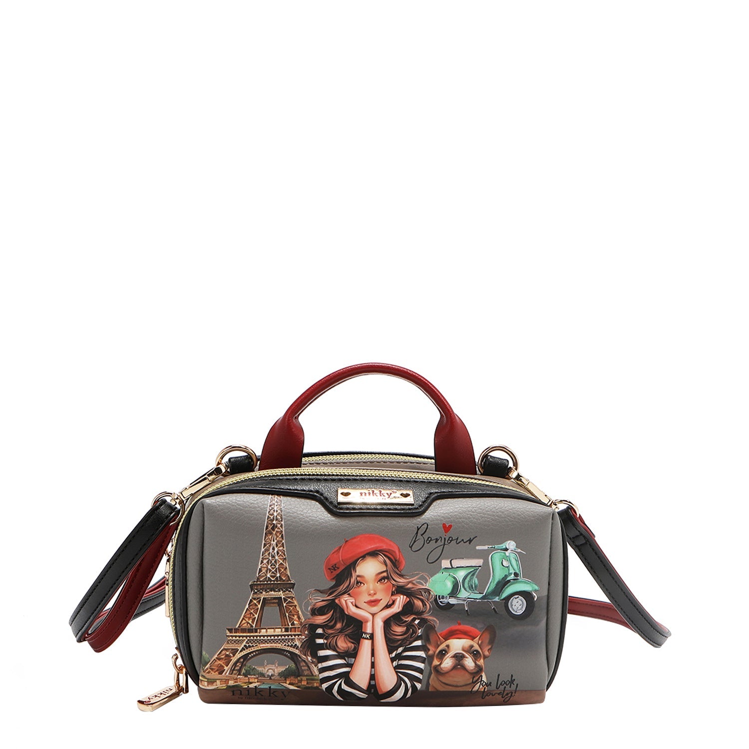 MINI BOLSO CRUZADO BOSTON CON DOBLE CREMALLERA (EIFFEL DREAMS)