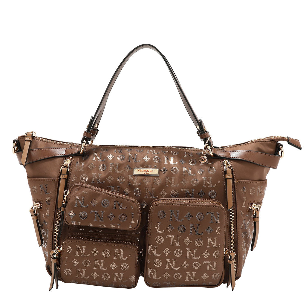 BOLSO DE COMPRAS CON LOGOTIPO MONOGRAMA (MARRON)