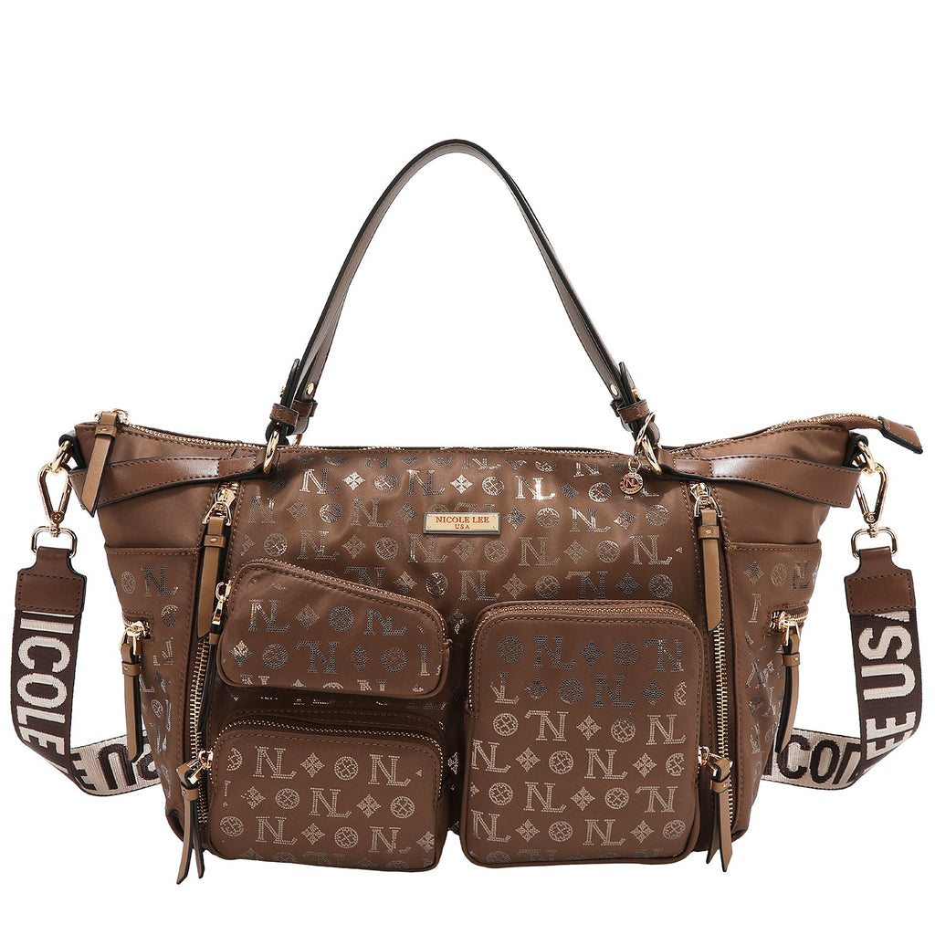 BOLSO DE COMPRAS CON LOGOTIPO MONOGRAMA (MARRON)